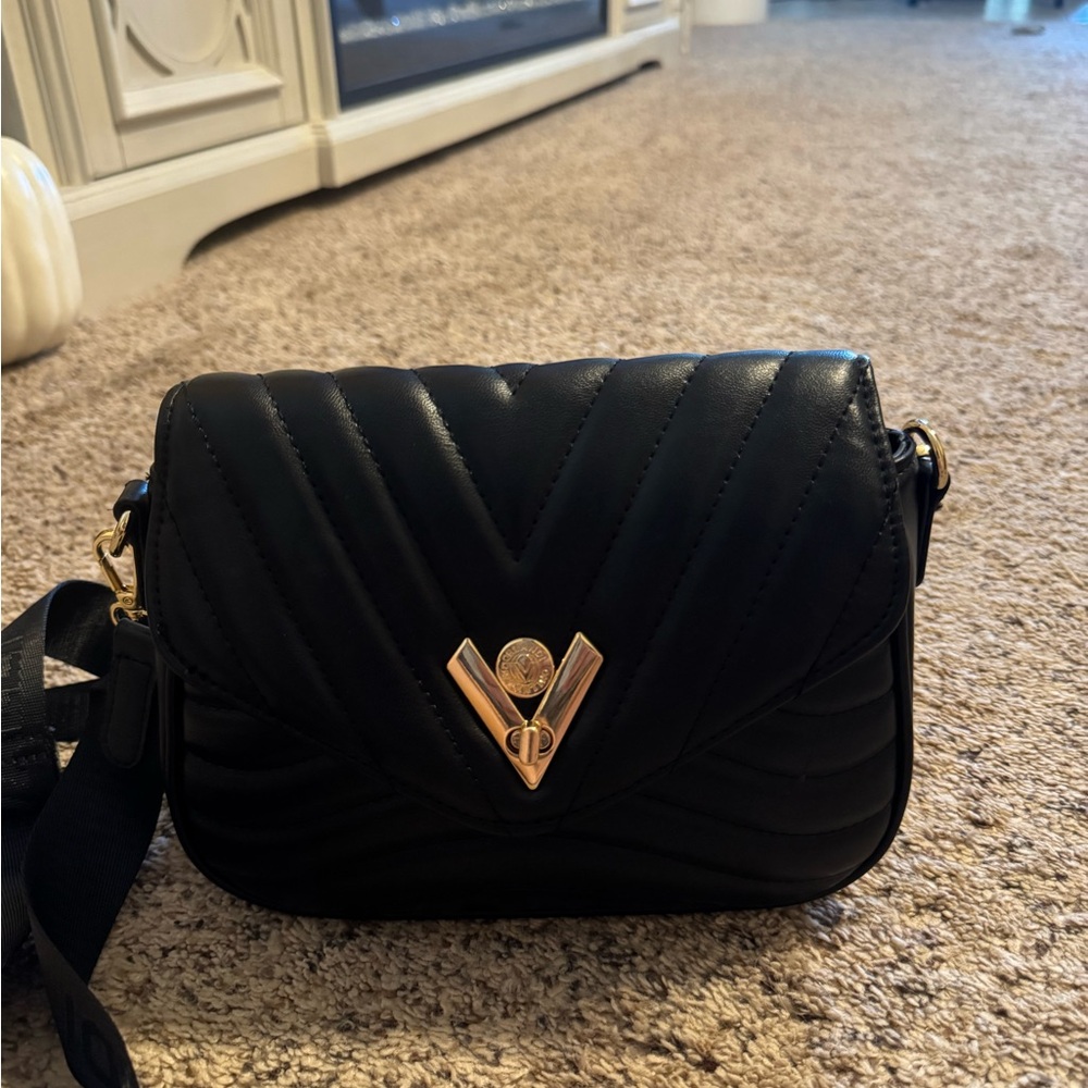 Valentino Orlandi Black Crossbody Bag with Gold Detail